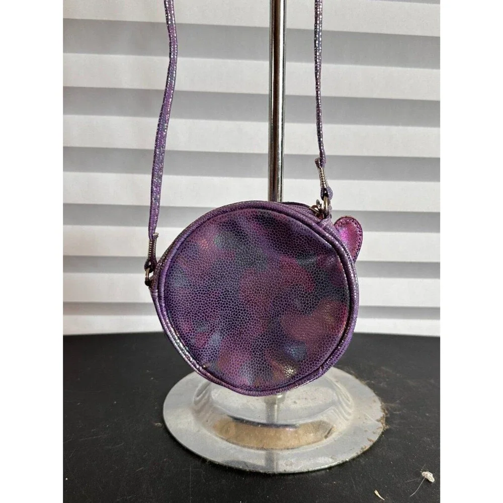 Round Purple Canteen Crossbody Bag Purse Shoulder Handbag